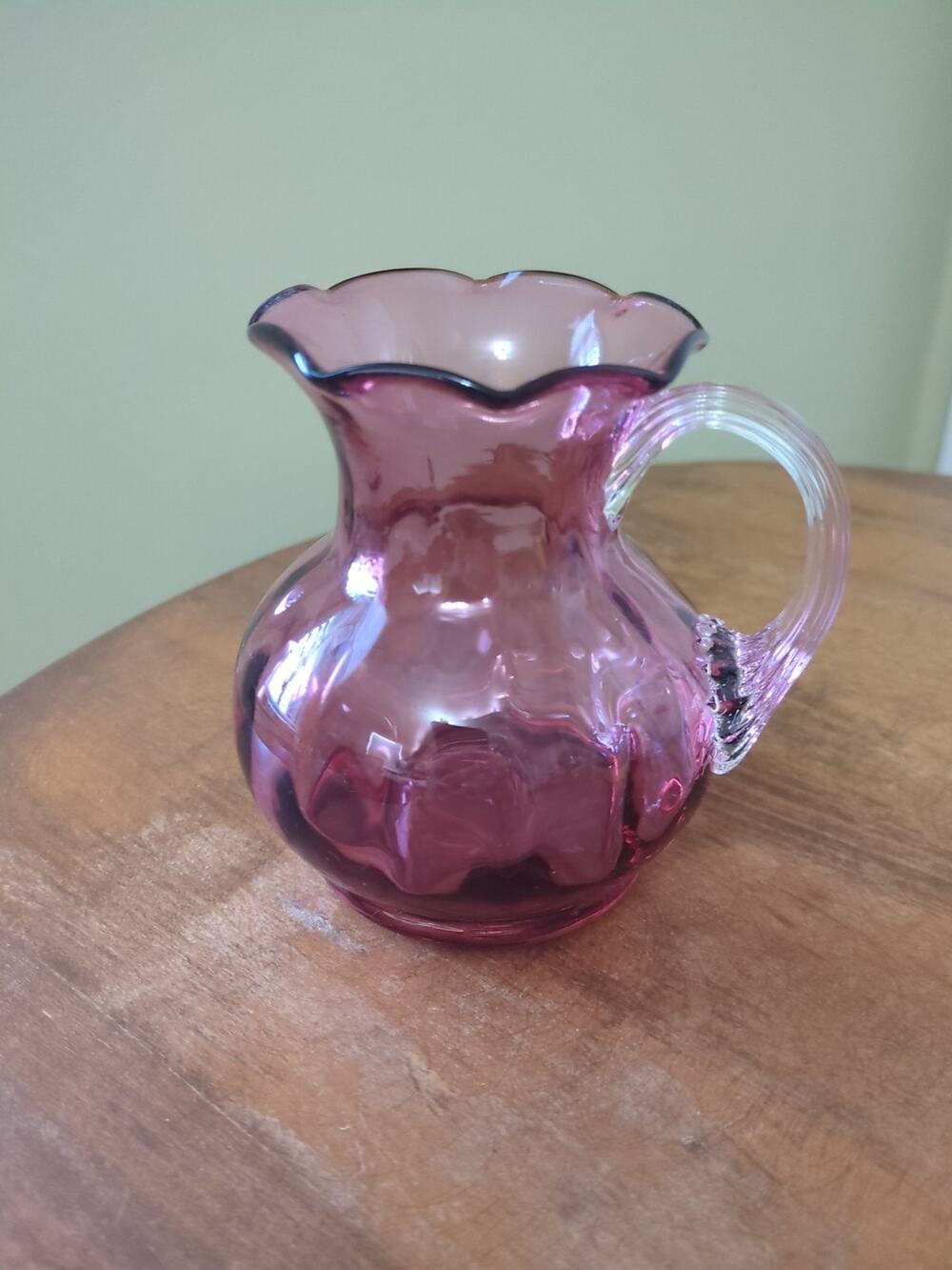 Pilgrim Glass Cranberry Pitcher 4"